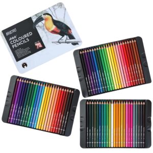 BRUSTRO Artists Colour Pencil Set of 72-4mm Lead (in an Elegant tin Box).Vibrant Colours,Break Resistant,Highly Pigmented |Ideal for Drawing, Mandala, Shading, Portrait,DIY Art, Fine Art Students.