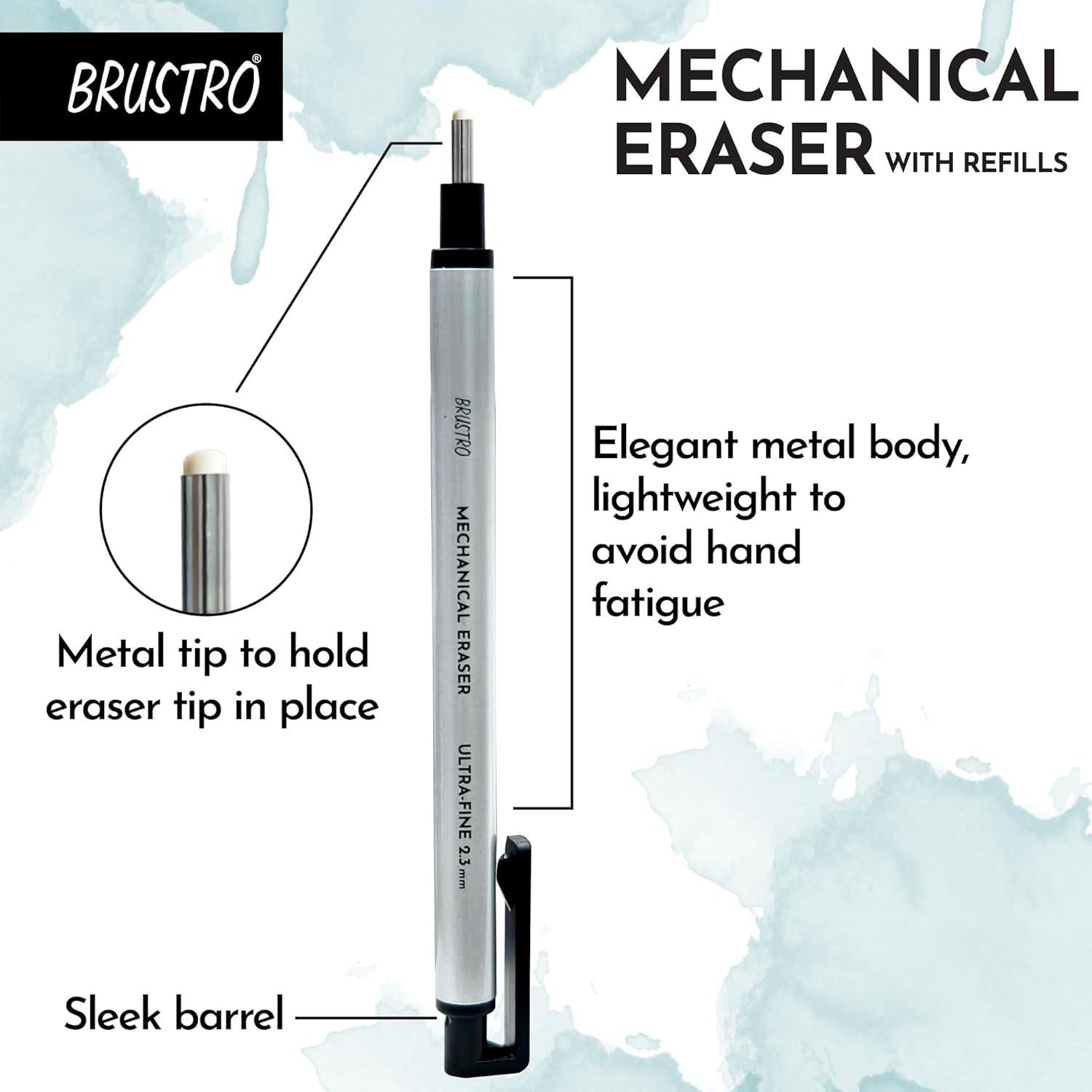 BRUSTRO Mechanical Precision Retractable Zero Eraser | 2.3mm - Ultra-Fine Tip | Refillable, Perfect for Artists, Architects, Students, Professionals, Clean and Accurate. - Image 3