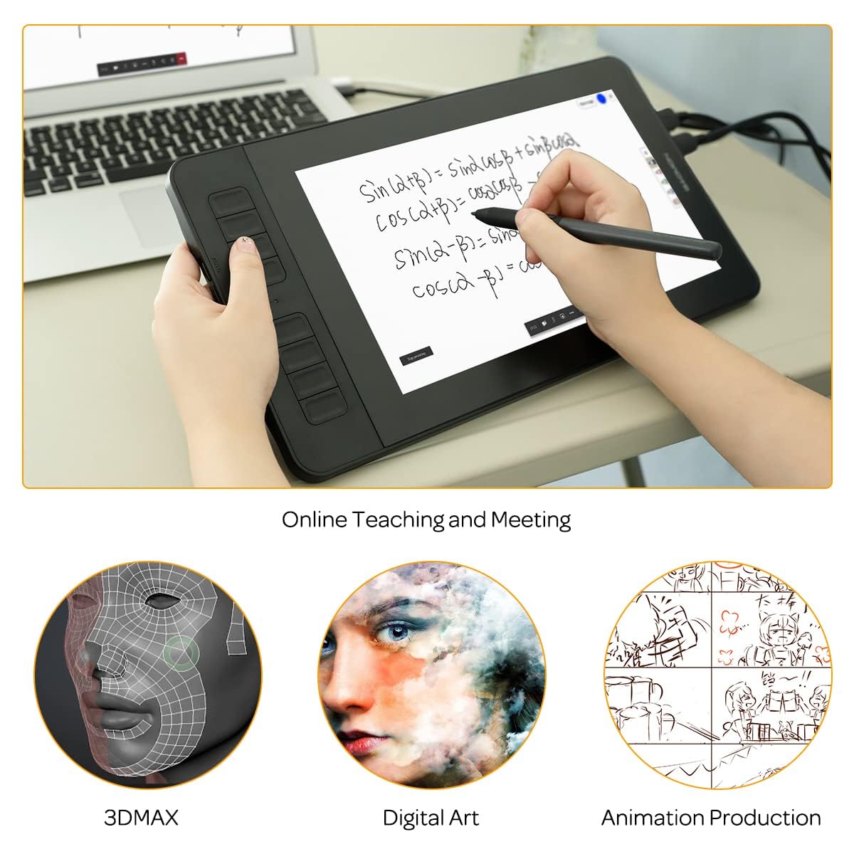 GAOMON PD1161 Drawing Tablet with Screen, Digital Art Tablet with Battery-Free Stylus, Tilt, 8 Shortcut Keys for Paint, Design, Illustration, Editing, 11.6-inch Graphics Tablet for Mac, Windows PC - Image 4