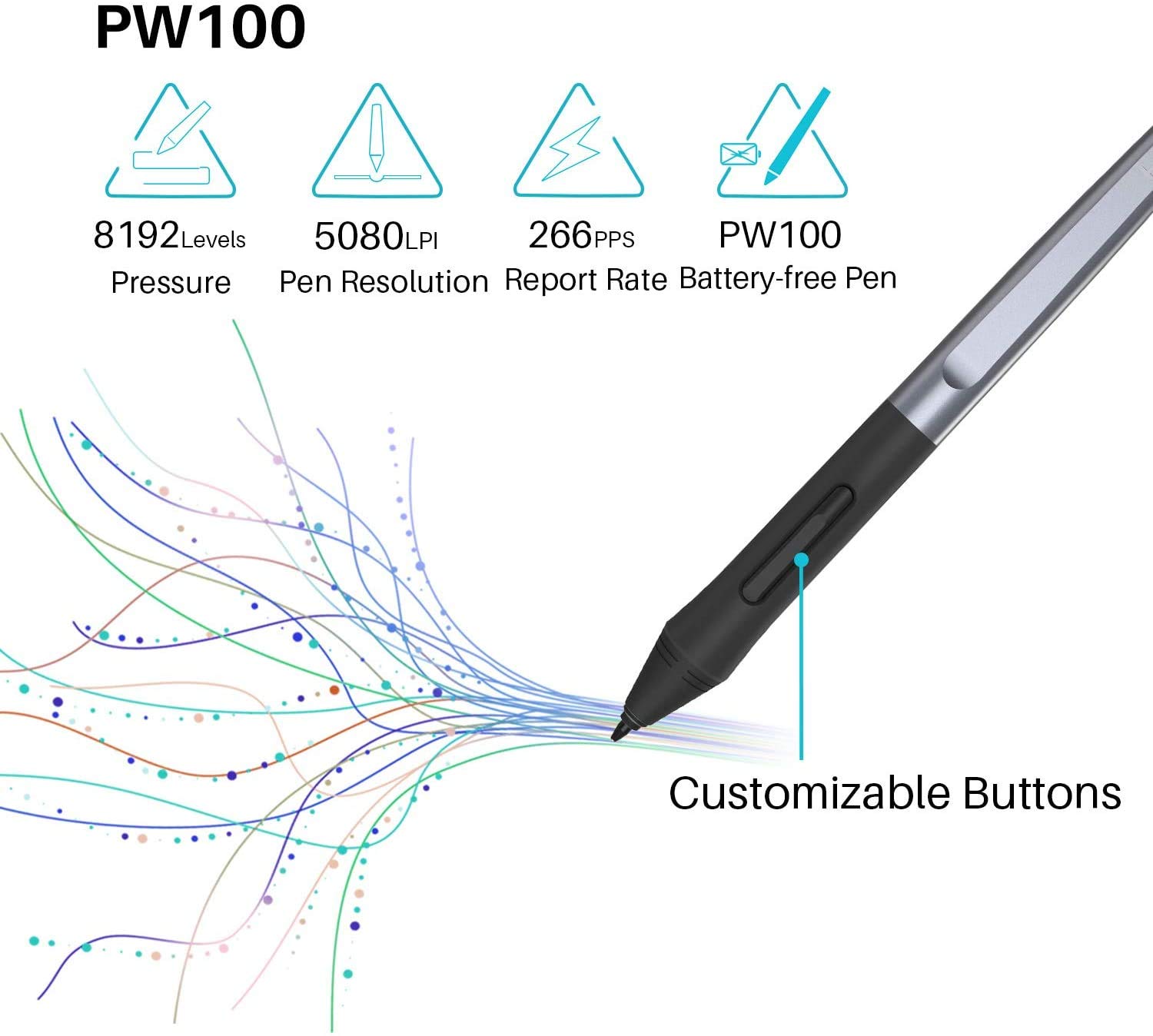 HUION HS64 Graphics Drawing Tablet, 6.3 x 4 inch Battery-Free Pen Tablet with Tilt Function, 8192 Pressure Sensitive for Digital Art, Painting & Design, Compatible with Windows, Mac, Android & Linux - Image 3