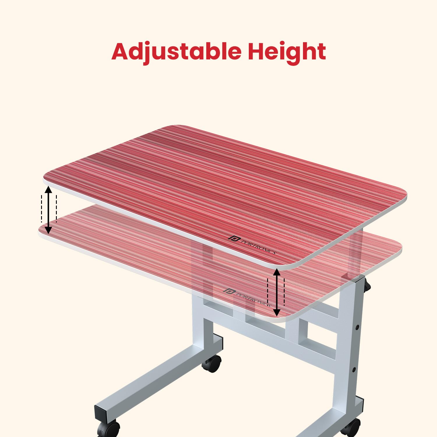 Portronics My Buddy D Wood Multipurpose Movable & Adjustable Table for Computer & Laptop(Crimson Red) - Image 4